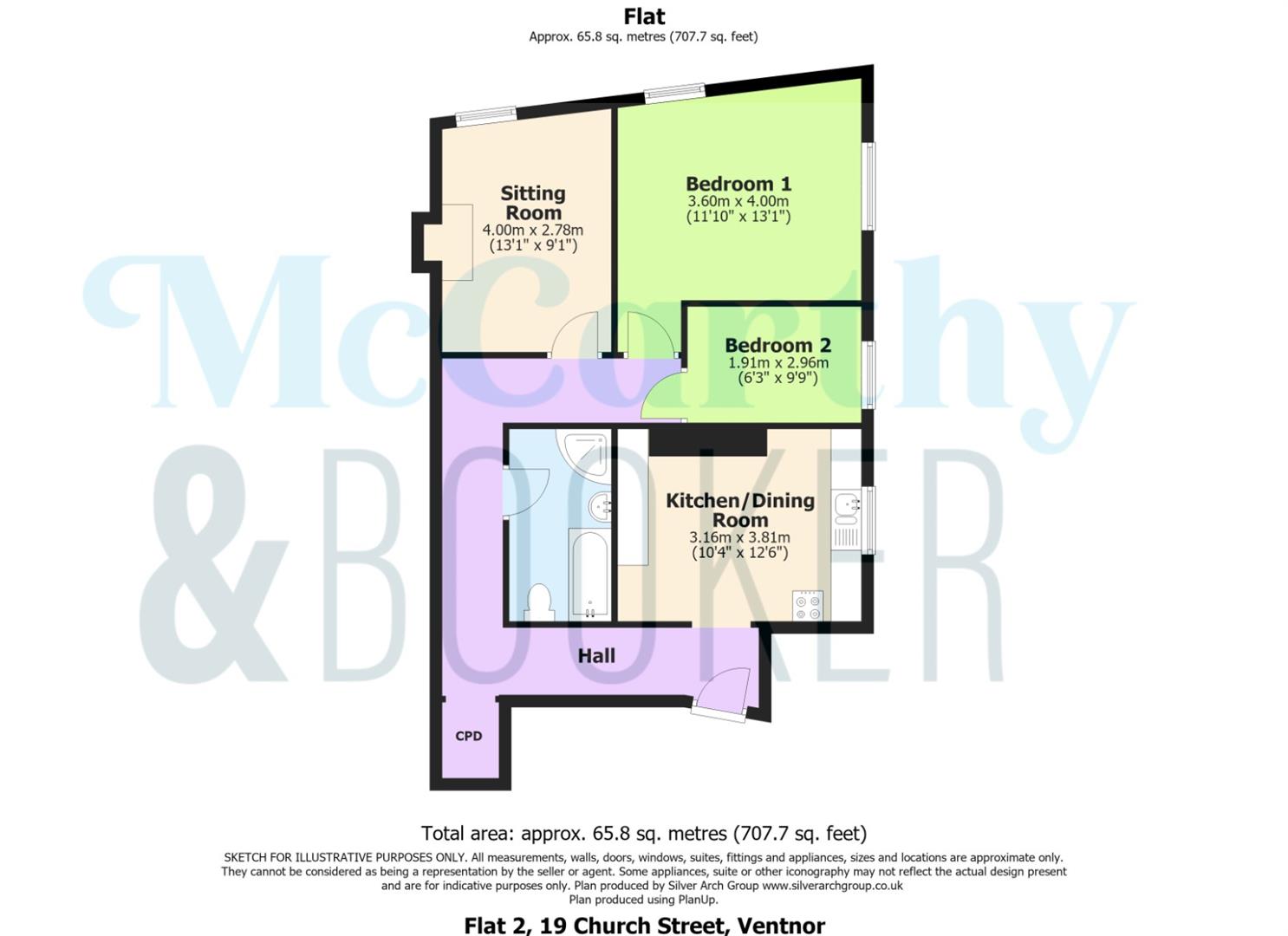 TWO BEDROOM APARTMENT - Church Street, Ventnor floorplan